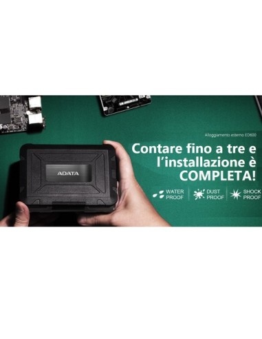 ADATA AED600-U31-CBK CASE ESTERNO 2.5'' NERO per HDD/SSD (SHOCK/WATERPROOF/IP5X)
